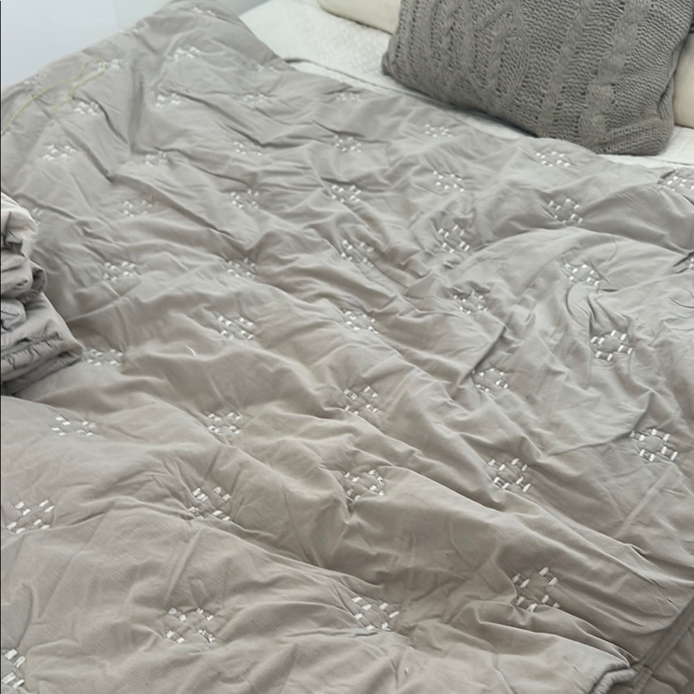 west elm dash stitch, PLATINUM Comforter (pillow covers available/separate list)